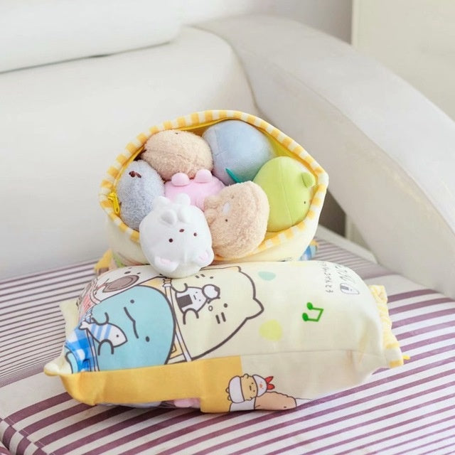 A bag of corner bio stuffed toys