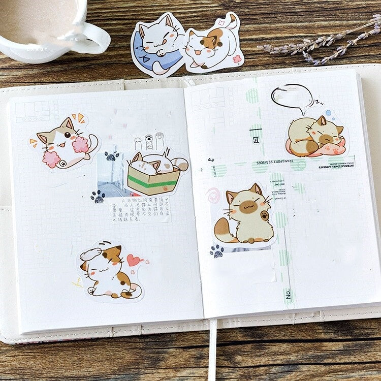 Little Cat Mini Paper Sticker Decoration Diy Diary