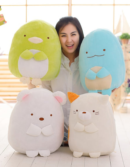 Corner creature doll holds cute plush toy