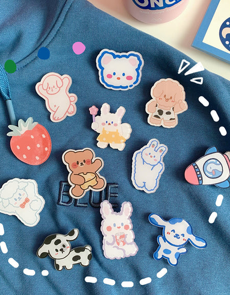 Creative Cartoon Acrylic Brooch Girl Accessories Clothes Bag Pendant