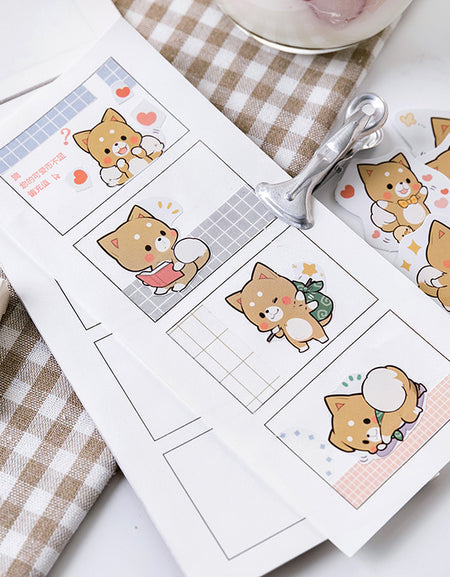 Cute Shiba Dog Label Stickers Decorative Stationery Stickers Scrapbooking Diy Stickers Diary Album Stick Label