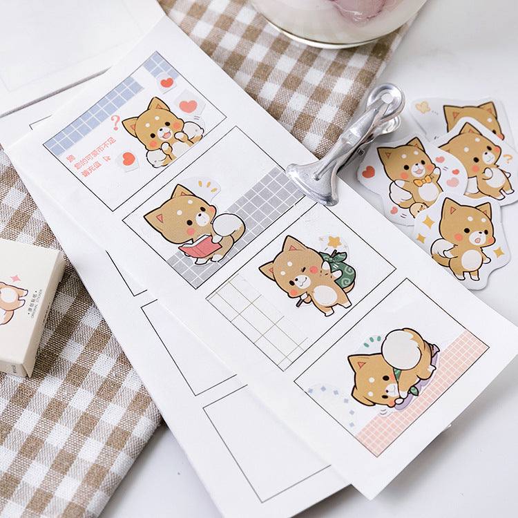 Cute Shiba Dog Label Stickers Decorative Stationery Stickers Scrapbooking Diy Stickers Diary Album Stick Label