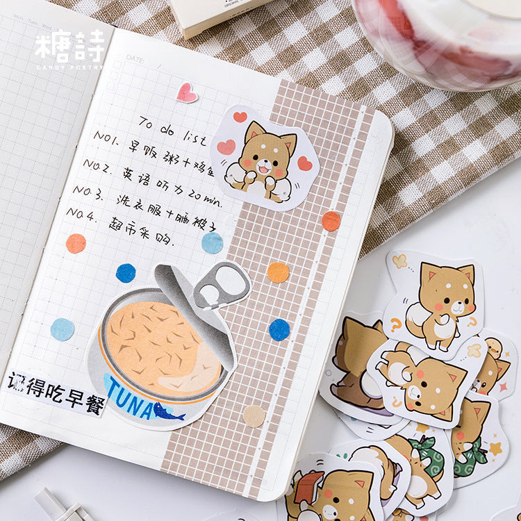 Cute Shiba Dog Label Stickers Decorative Stationery Stickers Scrapbooking Diy Stickers Diary Album Stick Label