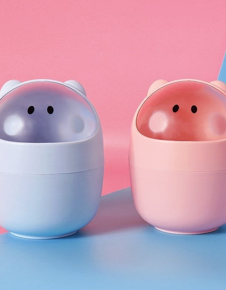Creative Cartoon Desktop Mini Trash Can Home Decoration Desktop Storage Flip Detachable Small Trash Can Dust Car Garbage Case