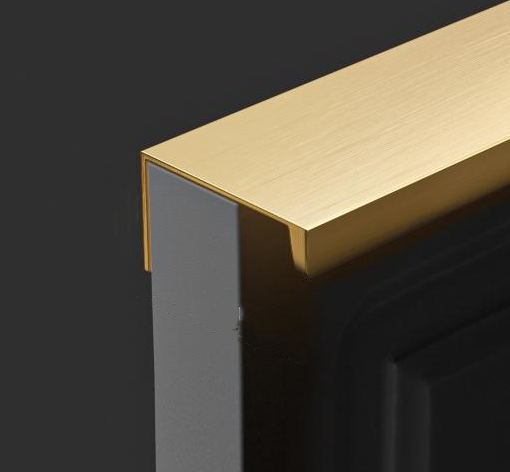 Black Extended Concealed Handle Cabinet Door Gold Handle Modern