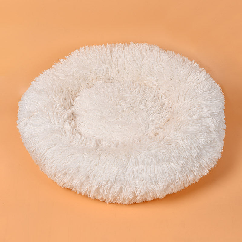 Plush round sleeping cat mat