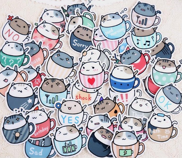 40 Piece Cat Hamster Sticker Set