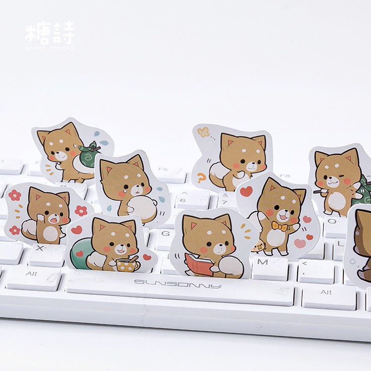 Cute Shiba Dog Label Stickers Decorative Stationery Stickers Scrapbooking Diy Stickers Diary Album Stick Label
