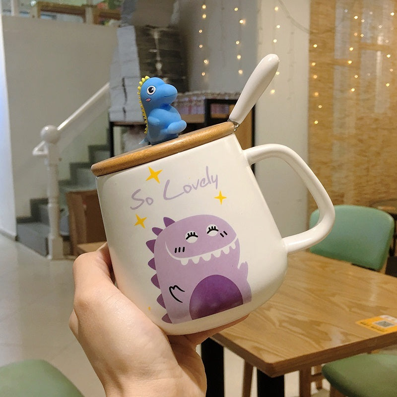 Cute Mug With Lid For Female Dormitory Home Breakfast Cup