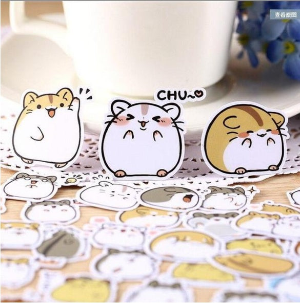 40 Piece Cat Hamster Sticker Set