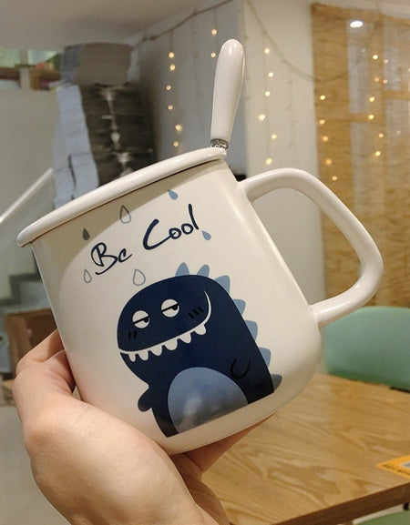 Cute Mug With Lid For Female Dormitory Home Breakfast Cup