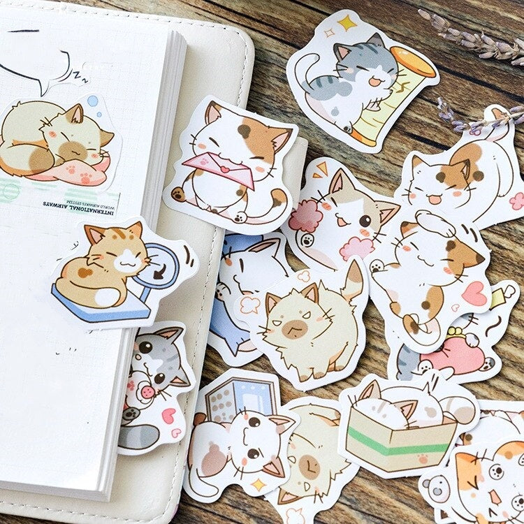 Little Cat Mini Paper Sticker Decoration Diy Diary