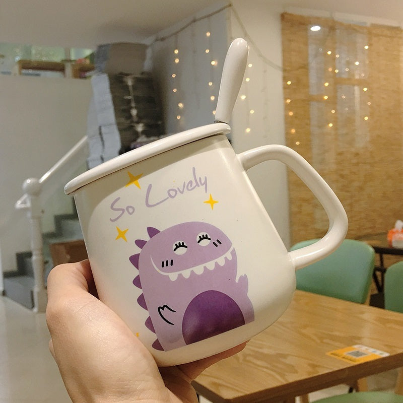 Cute Mug With Lid For Female Dormitory Home Breakfast Cup