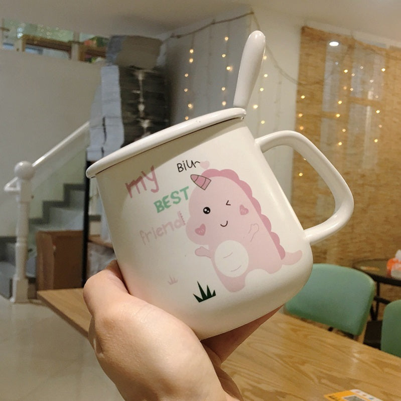 Cute Mug With Lid For Female Dormitory Home Breakfast Cup