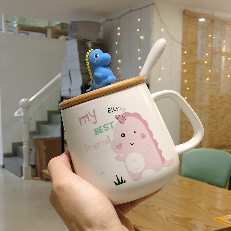 Cute Mug With Lid For Female Dormitory Home Breakfast Cup