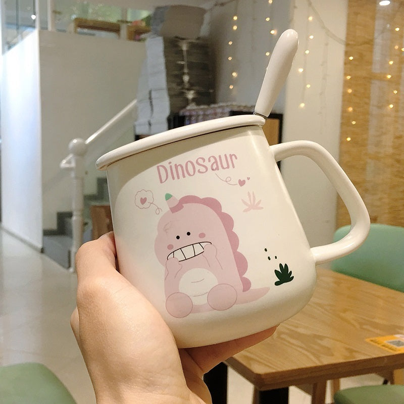 Cute Mug With Lid For Female Dormitory Home Breakfast Cup