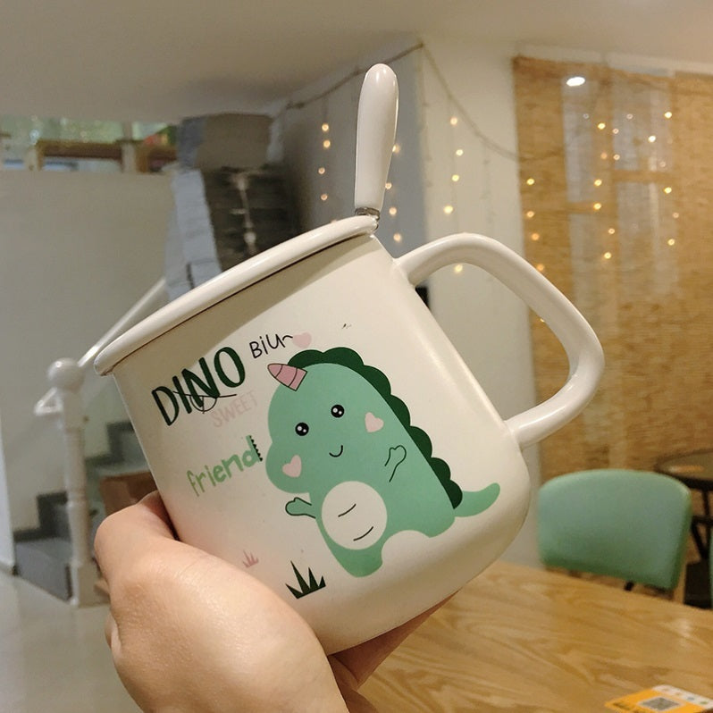 Cute Mug With Lid For Female Dormitory Home Breakfast Cup