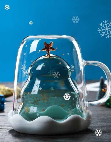 Kawaii Glass Christmas Tree Mug