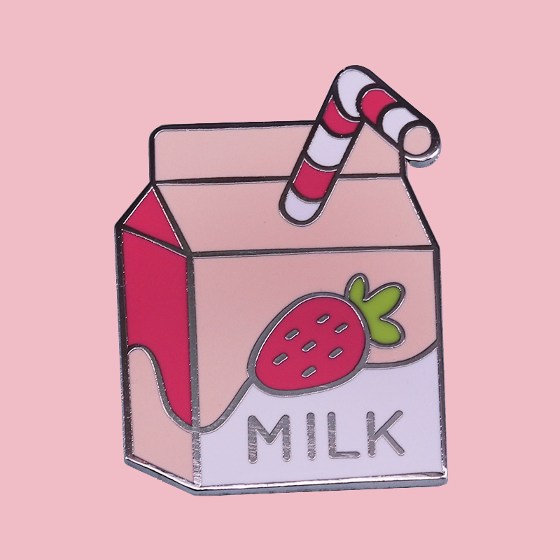 Kawaii Strawberry Milk Badge