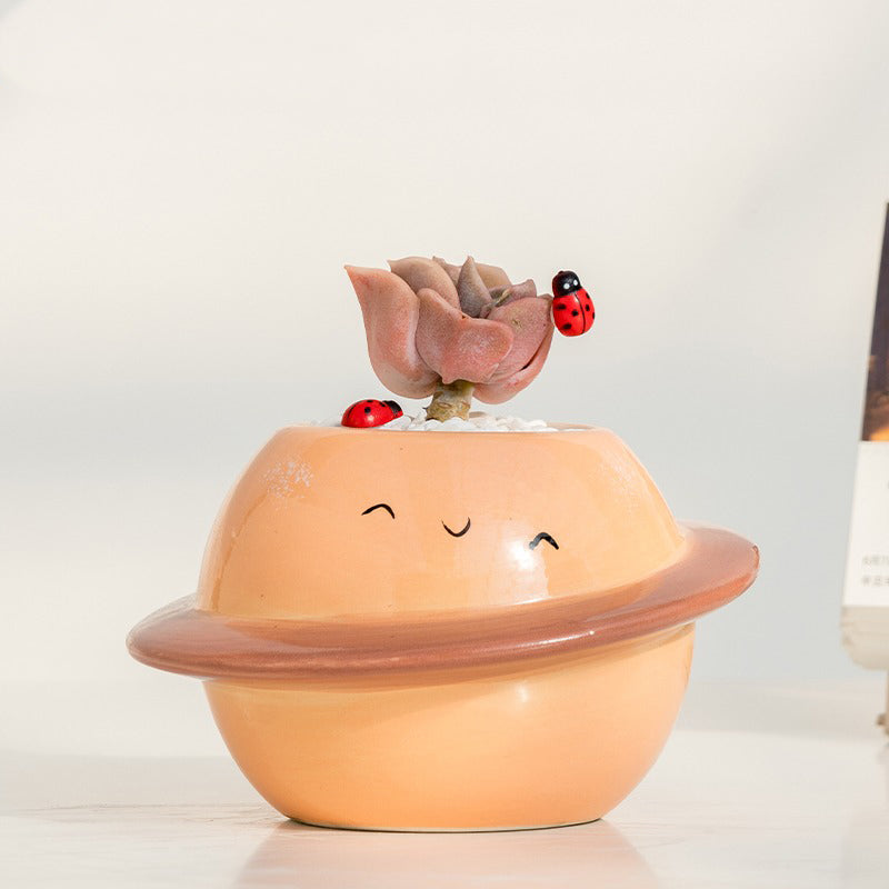 Kawaii Planet Saturn Pot