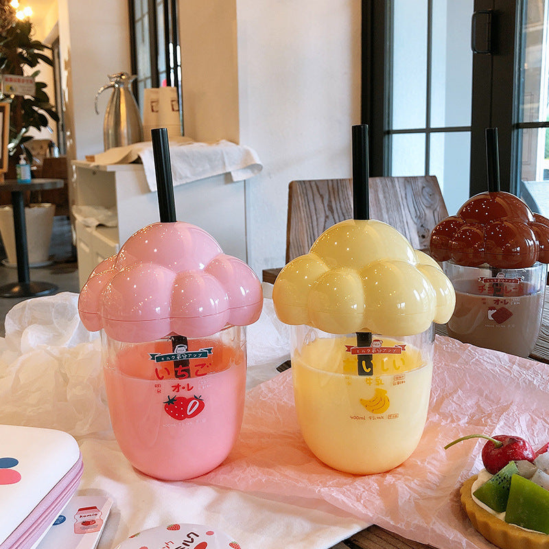 Spoofing fake milk tea cup cute girl heart plastic