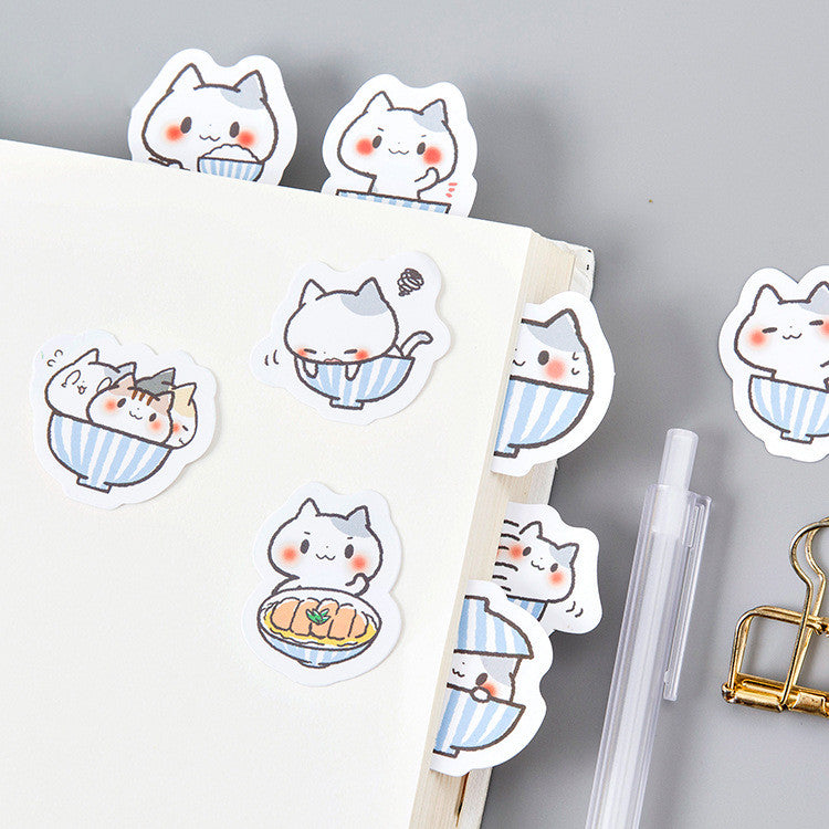 Kawaii Bowl Cat Stickers