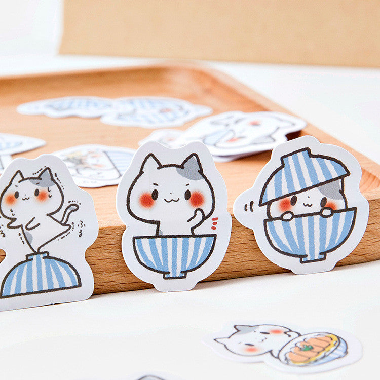 Kawaii Bowl Cat Stickers