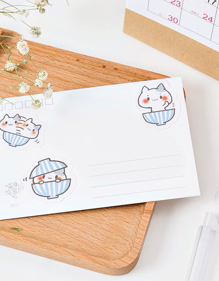 Kawaii Bowl Cat Stickers