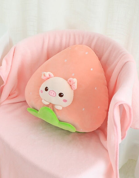 Kawaii Pig Strawberry Plush w/ Blanket