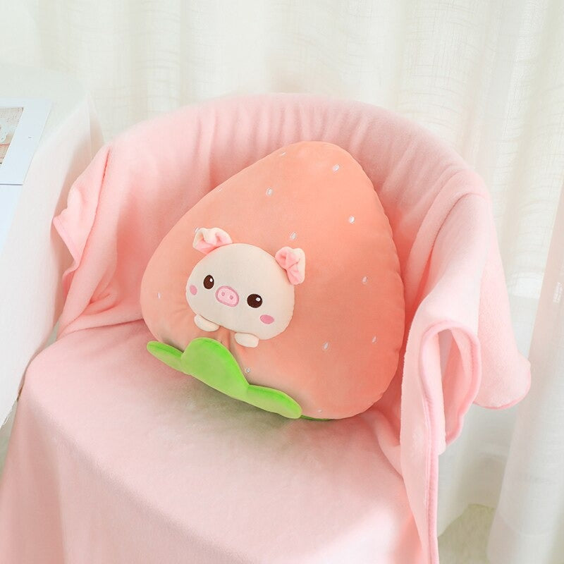 Kawaii Pig Strawberry Plush w/ Blanket