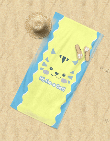 Kawaii Cat Beach Towel - BlossomMemento