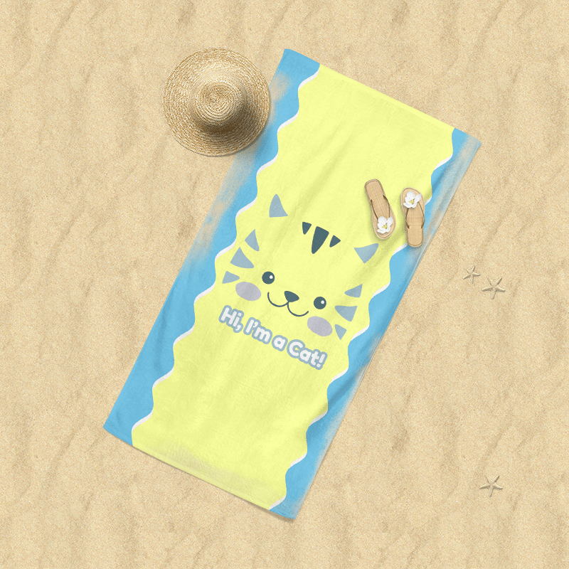 Kawaii Cat Beach Towel - BlossomMemento