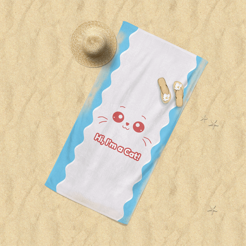 Kawaii Kitten Beach Towel - BlossomMemento