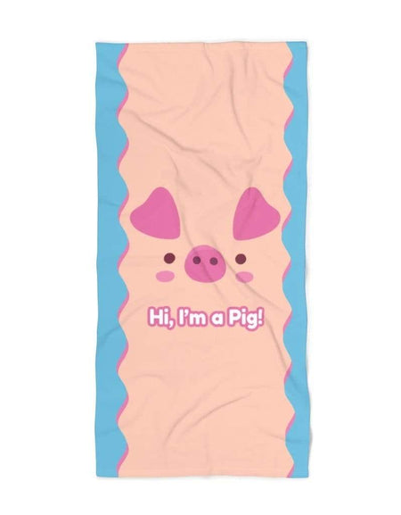 Kawaii Pig Beach Towel - BlossomMemento