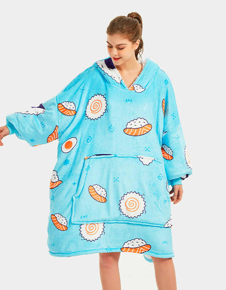 Kawaii Sushi Hoodie Blanket