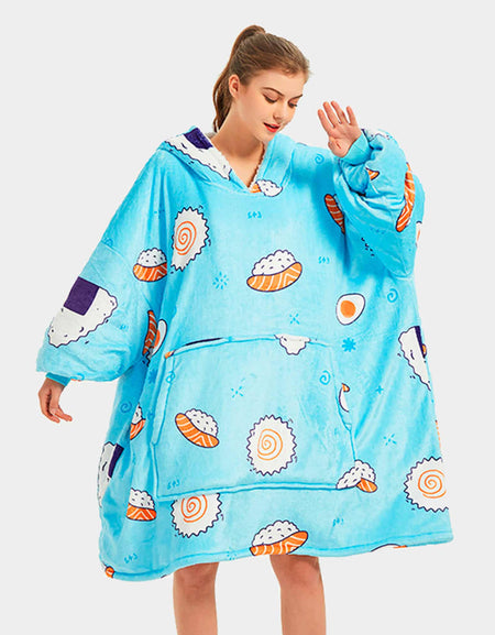 Kawaii Sushi Hoodie Blanket