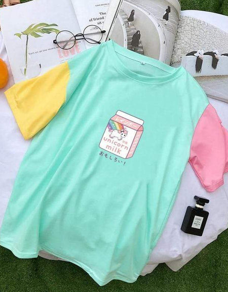 Kawaii Colorful Milky T-shirt - BlossomMemento
