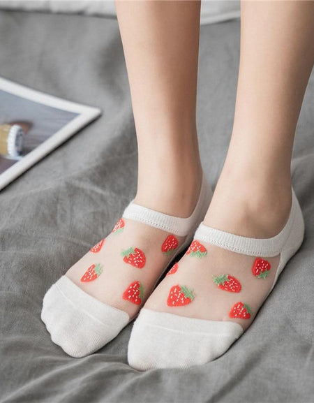Kawaii Fruits Transparent Socks - BlossomMemento