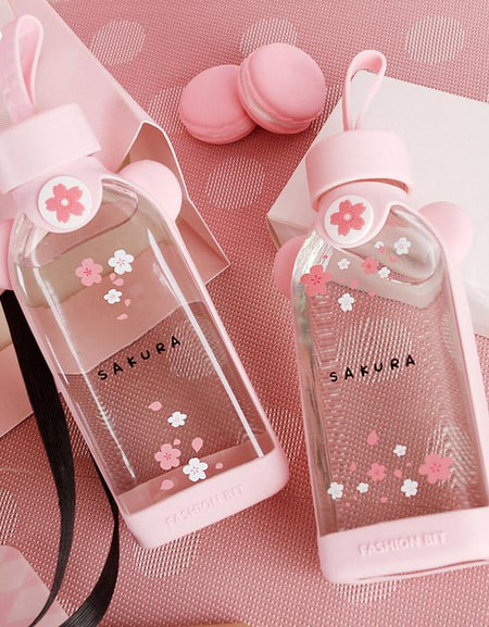 Kawaii Sakura Glass Bottle - BlossomMemento