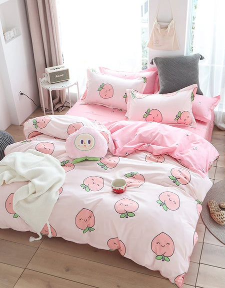 Kawaii Peach Bedding Set
