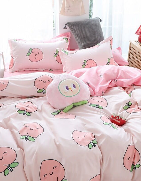 Kawaii Peach Bedding Set