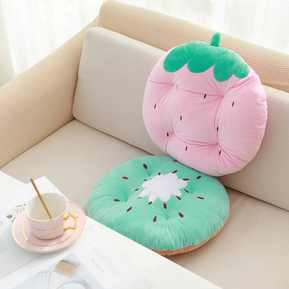 Kawaii Fruits Seat Cushion - BlossomMemento