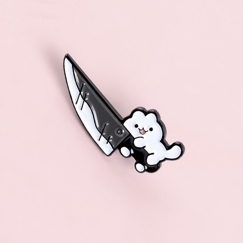 Kawaii Kitten w/ Dagger Cat Pin