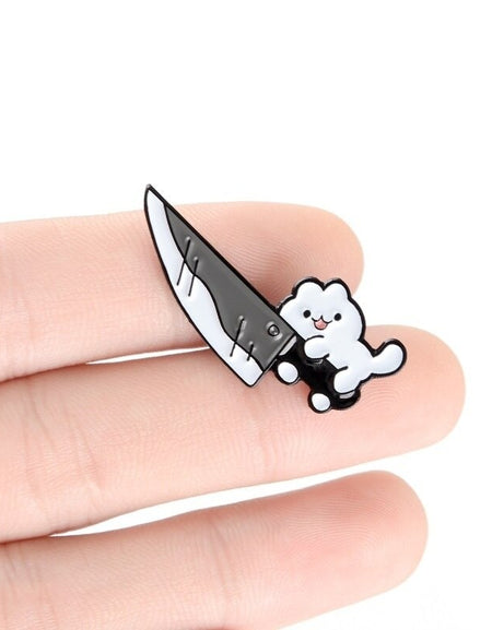Kawaii Kitten w/ Dagger Cat Pin