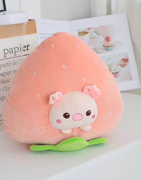 Kawaii Pig Strawberry Plush w/ Blanket