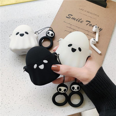 Kawaii Ghost Silicone Airpods Case (1/2) - BlossomMemento