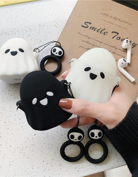 Kawaii Ghost Silicone Airpods Case (1/2) - BlossomMemento