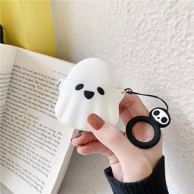 Kawaii Ghost Silicone Airpods Case (1/2) - BlossomMemento