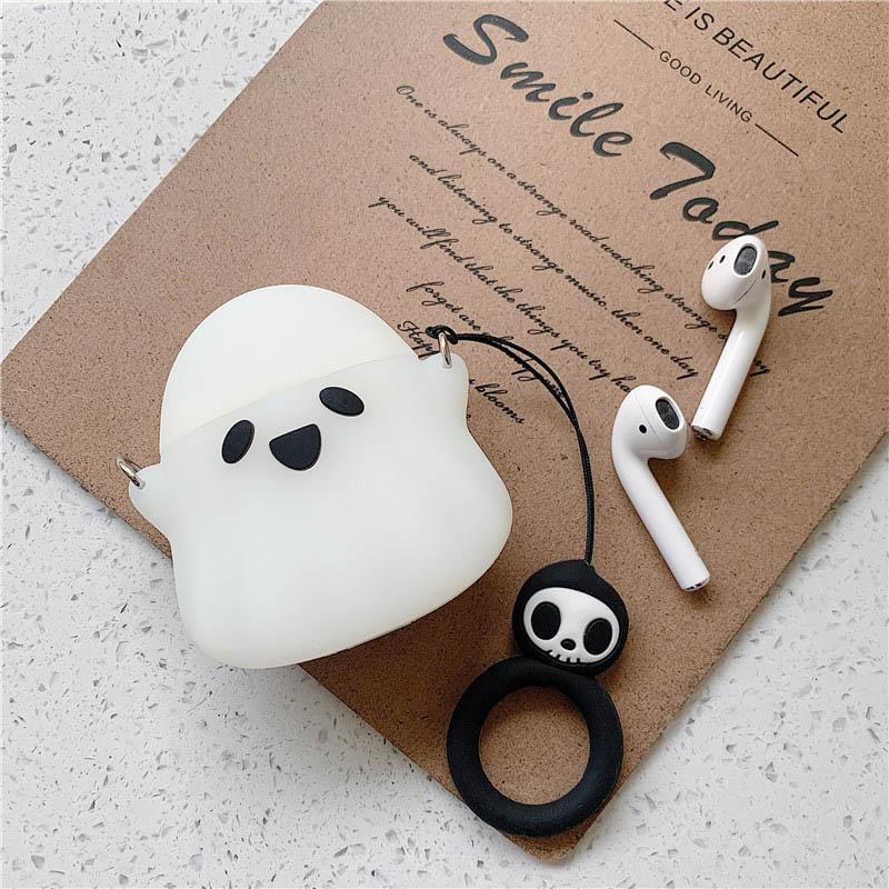 Kawaii Ghost Silicone Airpods Case (1/2) - BlossomMemento