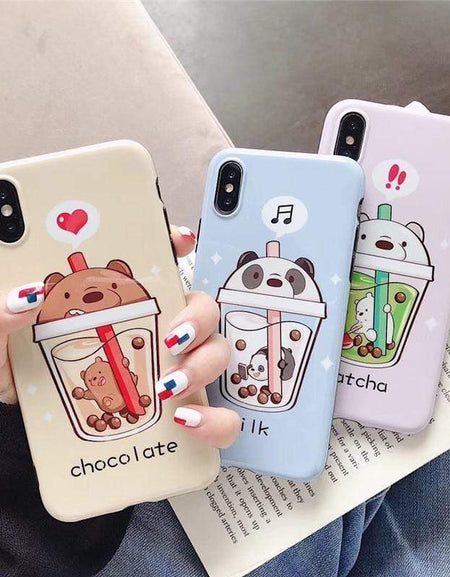 Kawaii Milk Tea Bear Phone Case - BlossomMemento